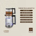 Lepresso Thermobrew Turkish Tea Glass Kettle – Black - Görsel 2