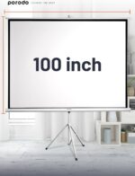 Porodo 100" Portable Projection Screen with Stable Tripod Stand - White - Görsel 2