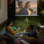 Porodo 100" Portable Projection Screen with Stable Tripod Stand - White