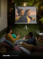 Porodo 100" Portable Projection Screen with Stable Tripod Stand - White