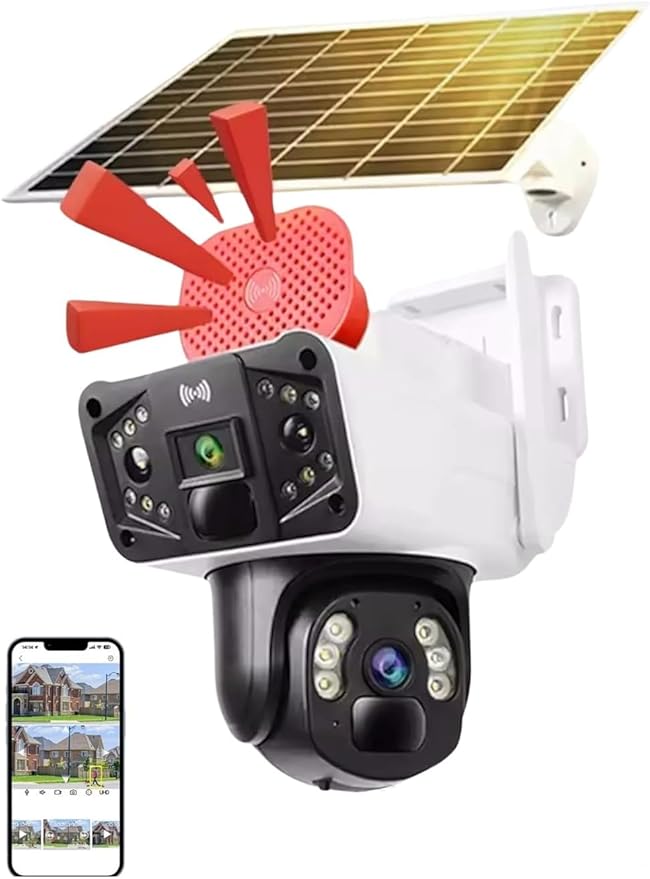 61exTOcR1yL._AC_SY879_ O-KAM-3915 4G 6MP Dual Lens Solar PTZ Camera BEYAZ - Görsel 1
