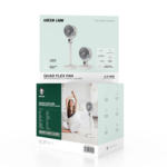 Green Lion Quad Flex Fan - Rechargeable, 8 Inch, 3 Blade - White - Görsel 5