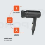 PORODO NEGATIVE ION FOLDING HAIR DRYER 1200W - Görsel 2