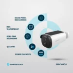 Powerology Built-in Solar Outdoor Camera - White - Görsel 5