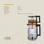 Lepresso Thermobrew Turkish Tea Glass Kettle – Black - Görsel 4